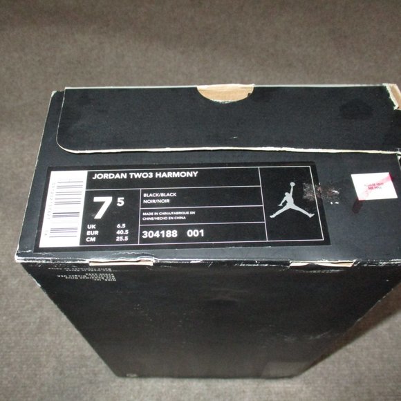 NIKE JORDAN TWO3 HARMONY SHOES BLACK/BLACK SZ 7.5!